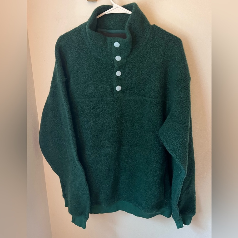 Outdoor voices green snap button fleece-men